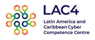 Ümmargune logo, milles kolmekaupa ühendatud mitmevärvilised ringid. Paremal kiri "LAC4. Latin America and Carribbean Regional Cyber Competence Centre"